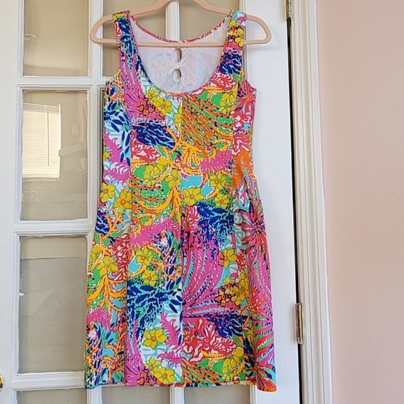 Lilly Pulitzer Floral Lace Detail Front Keyhole Sleeveless Dress Size 4 - Picture 4 of 8